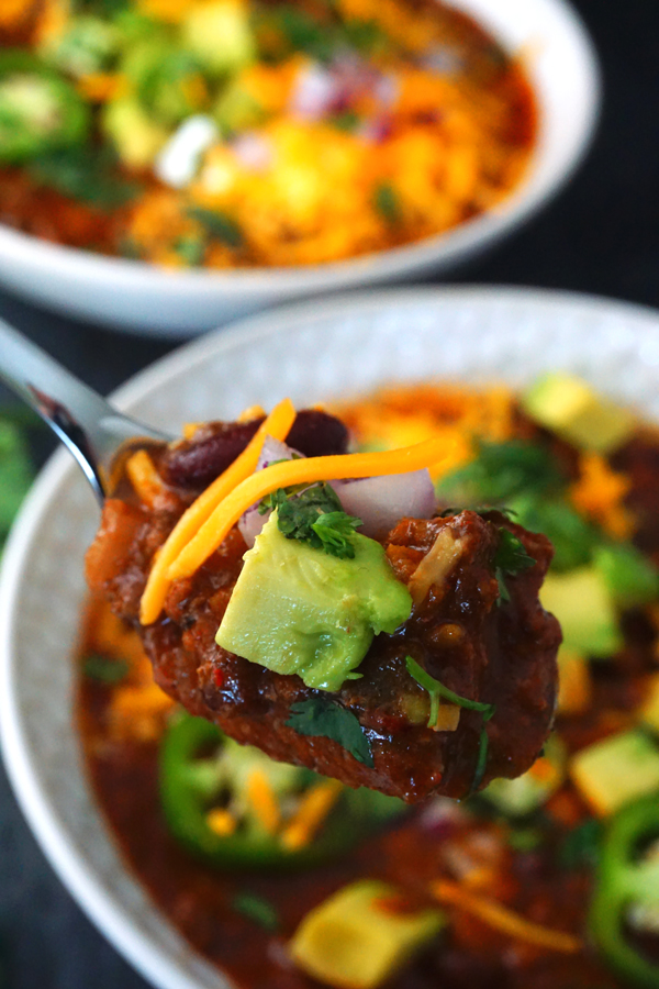 mole-inspired short rib chili with jalapeños, dried ancho chiles and black beans