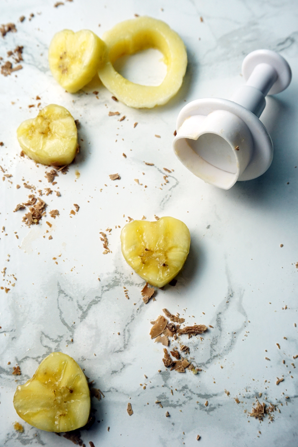 heart-shaped banana slices