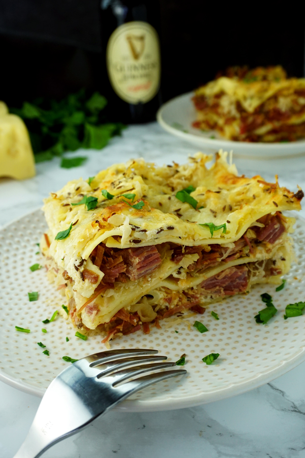 Reuben Lasagna for St. Patrick's Day Dinner on a plate