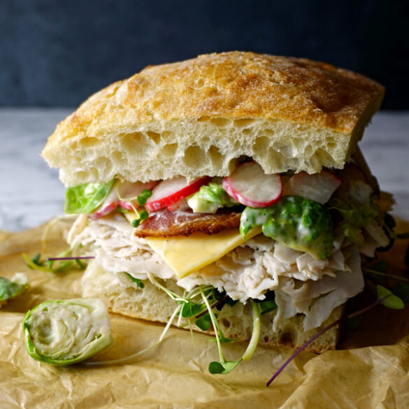 Turkey Bacon Club Sandwiches with Brussel Sprout Slaw Frydae