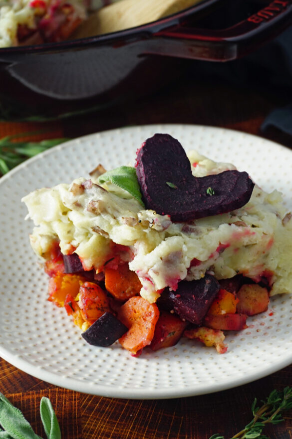 Vegan Shepherd's Pie with Roasted Root Vegetables Frydae