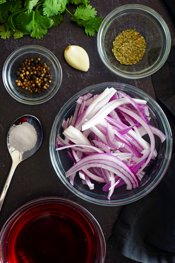 ingredients to make pickled onions for vegetable tacos