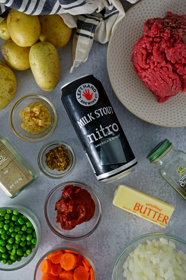 ingredients for making homemade shepherd's pie